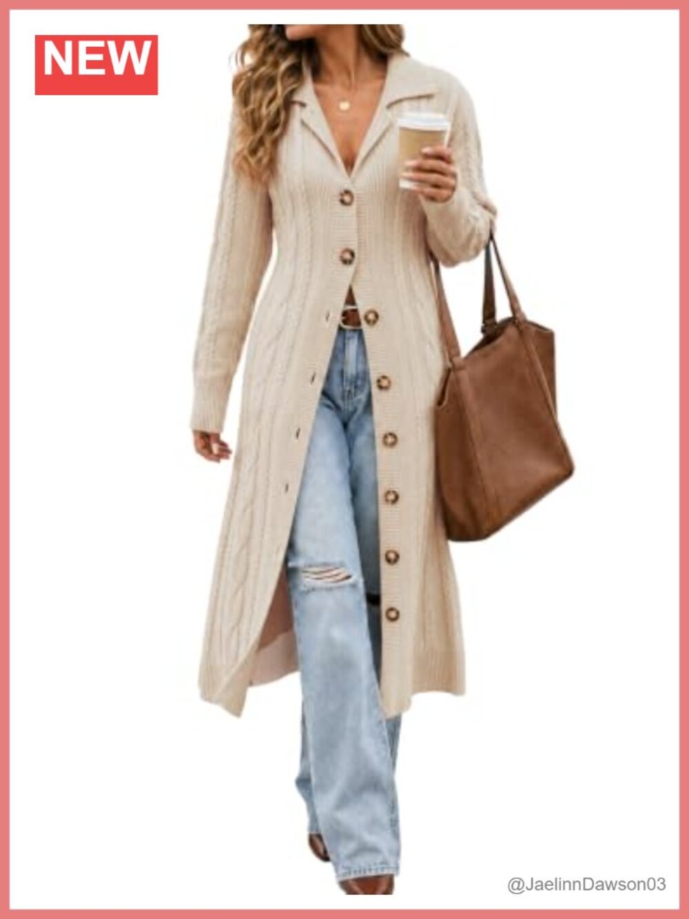 Chunky Cable Knit Long Cardigan Midi Sweater Dress Button